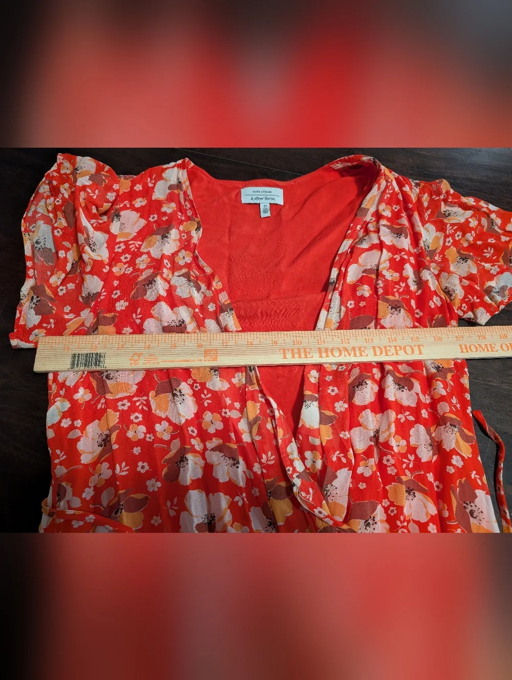 & Other Stories Bright Red/Orange Floral Wrap Maxi Dress, Women's 6
